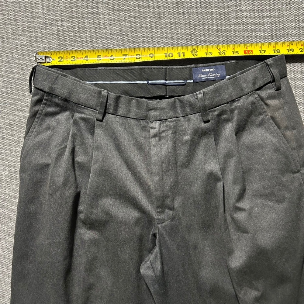 Lands End Dress Pants Mens 38 Charcoal Gray Traditional Fit Pleated Cotton - Picture 5 of 6
